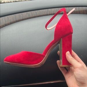 Elegant Red Suede Women's Heels